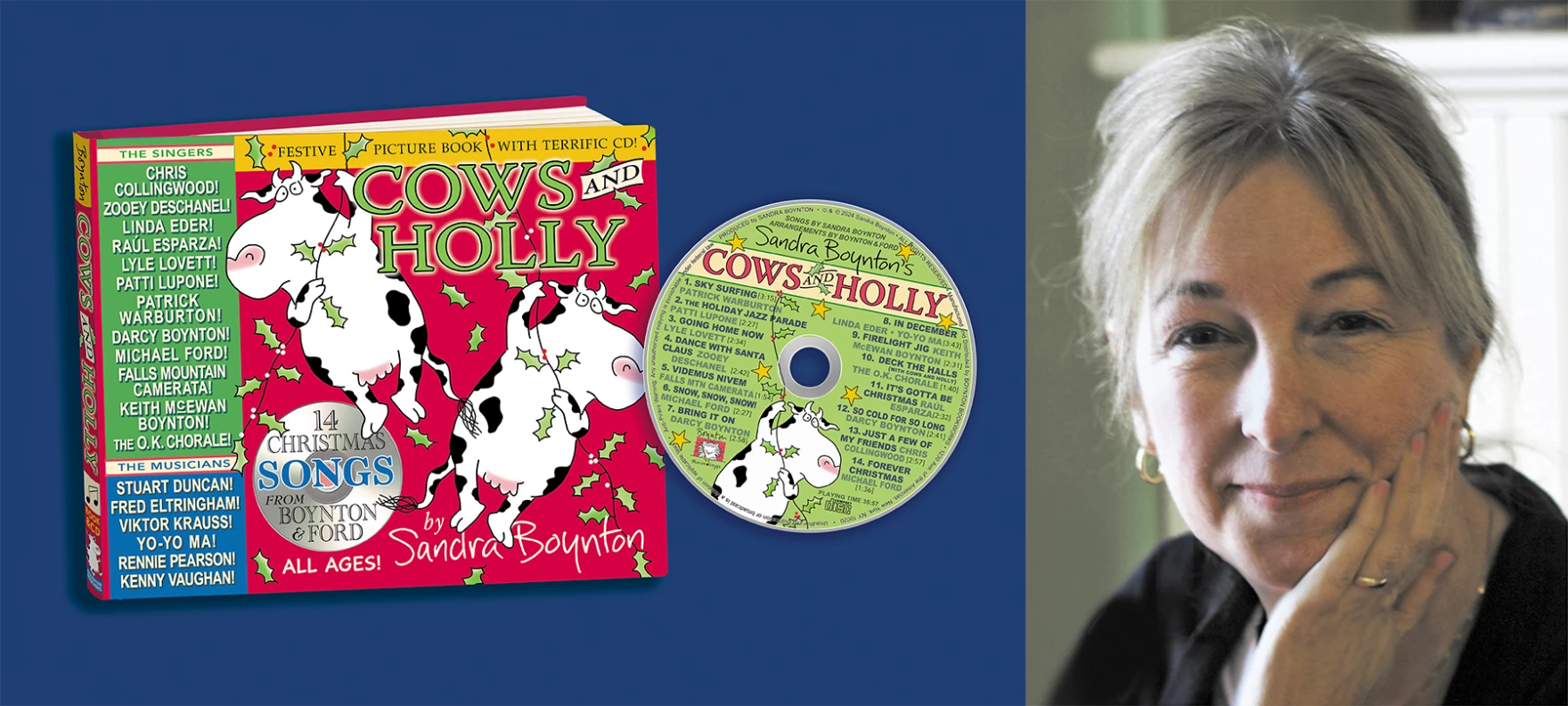 Author Sandra Boynton and her new Christmas book and CD "Cows and Holly"