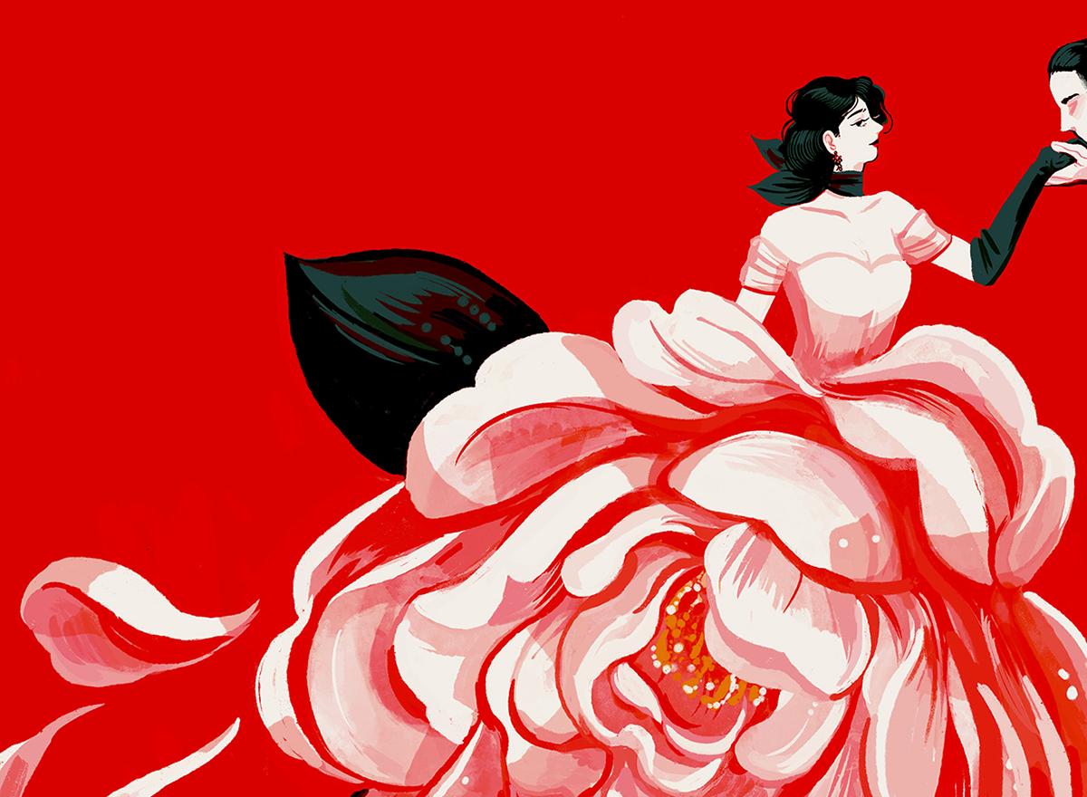 Graphic to promote Berkshire Opera Festival's La Traviata production