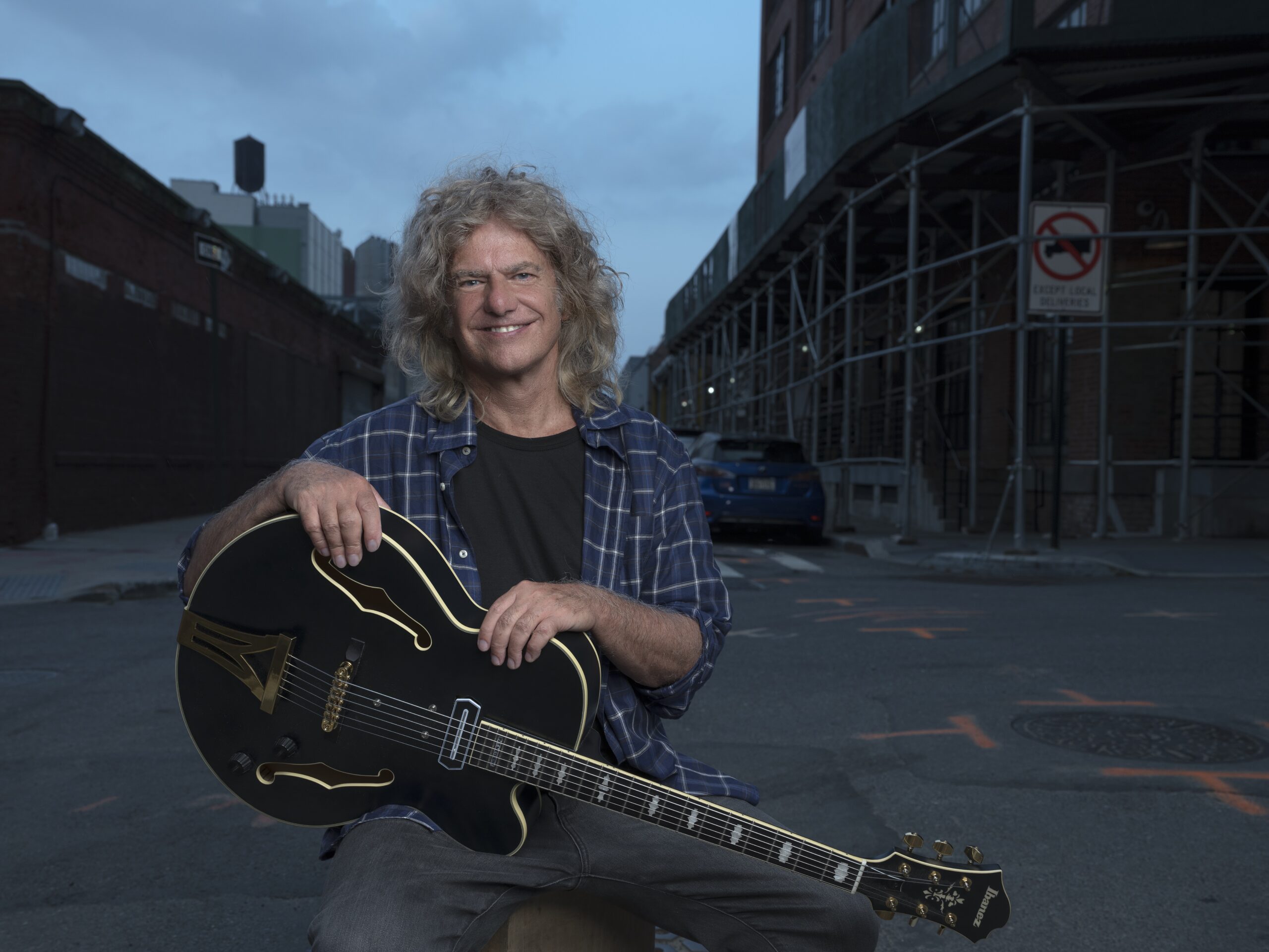 Guitarist Pat Metheny with his guitar