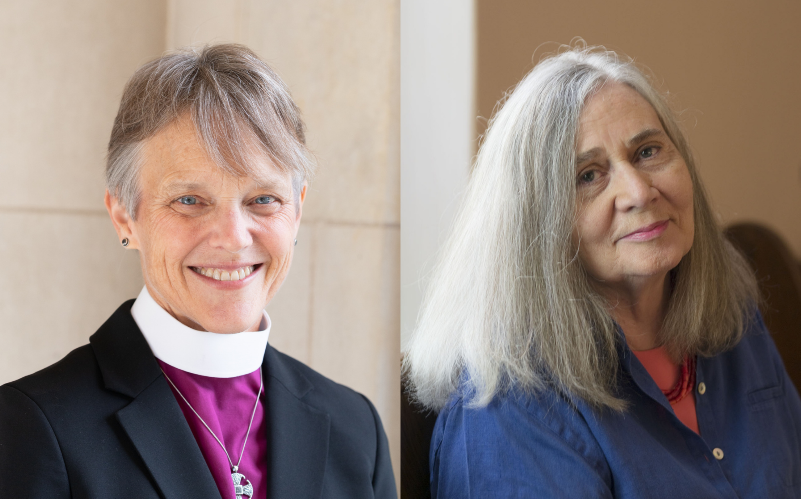 Side-by-side portraits of Marianne Budd and Marilynne Robinson