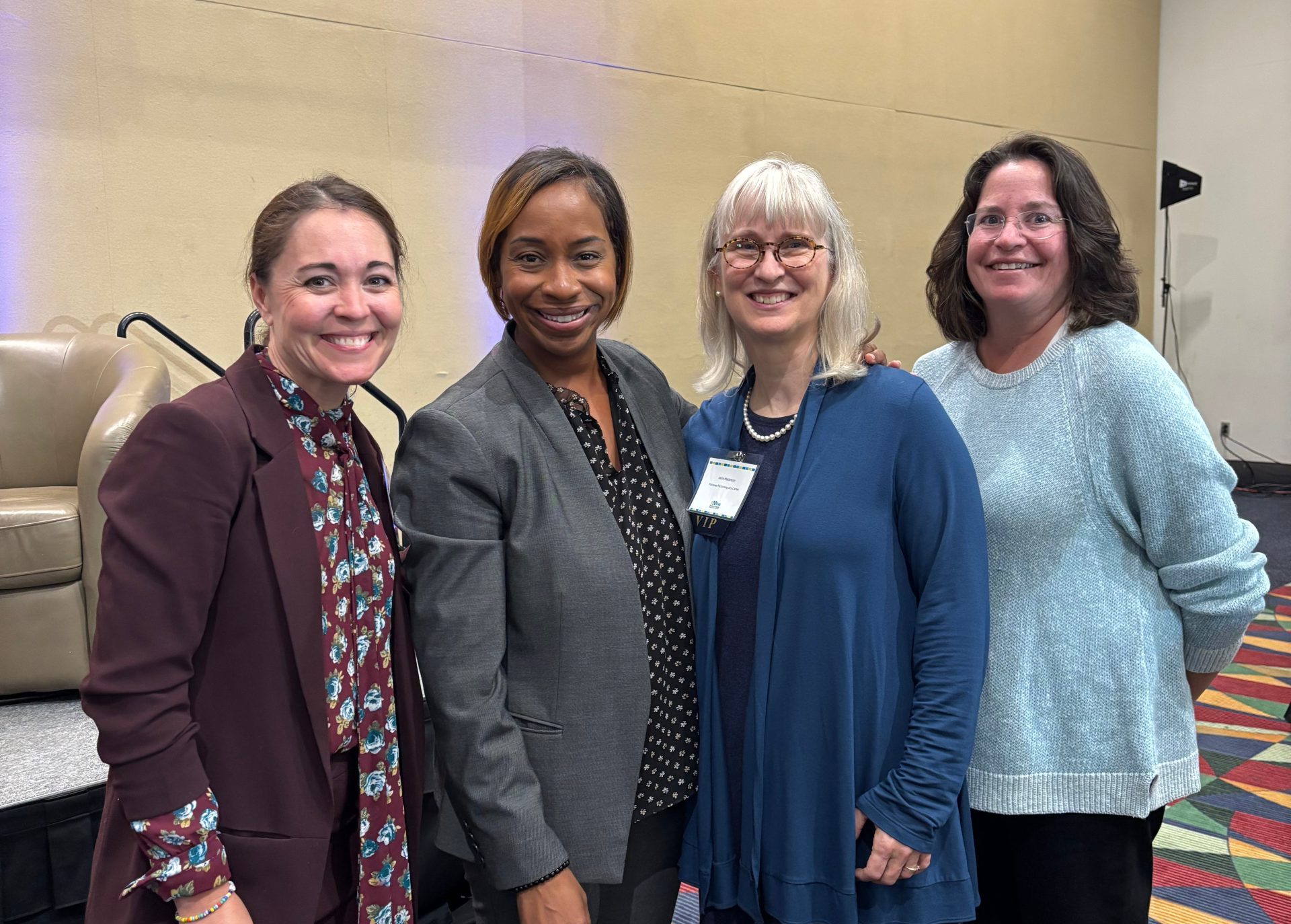 Nonprofit Center of the Berkshires Associate Director and Massachusetts Nonprofit Network Board Member McCaela Donovan, Massachusetts Attorney General Joy Campbell, Mahaiwe Exeuctive Director Janis Martinson, and Mahaiwe Board of Directors Co-chair Alllison Wintner