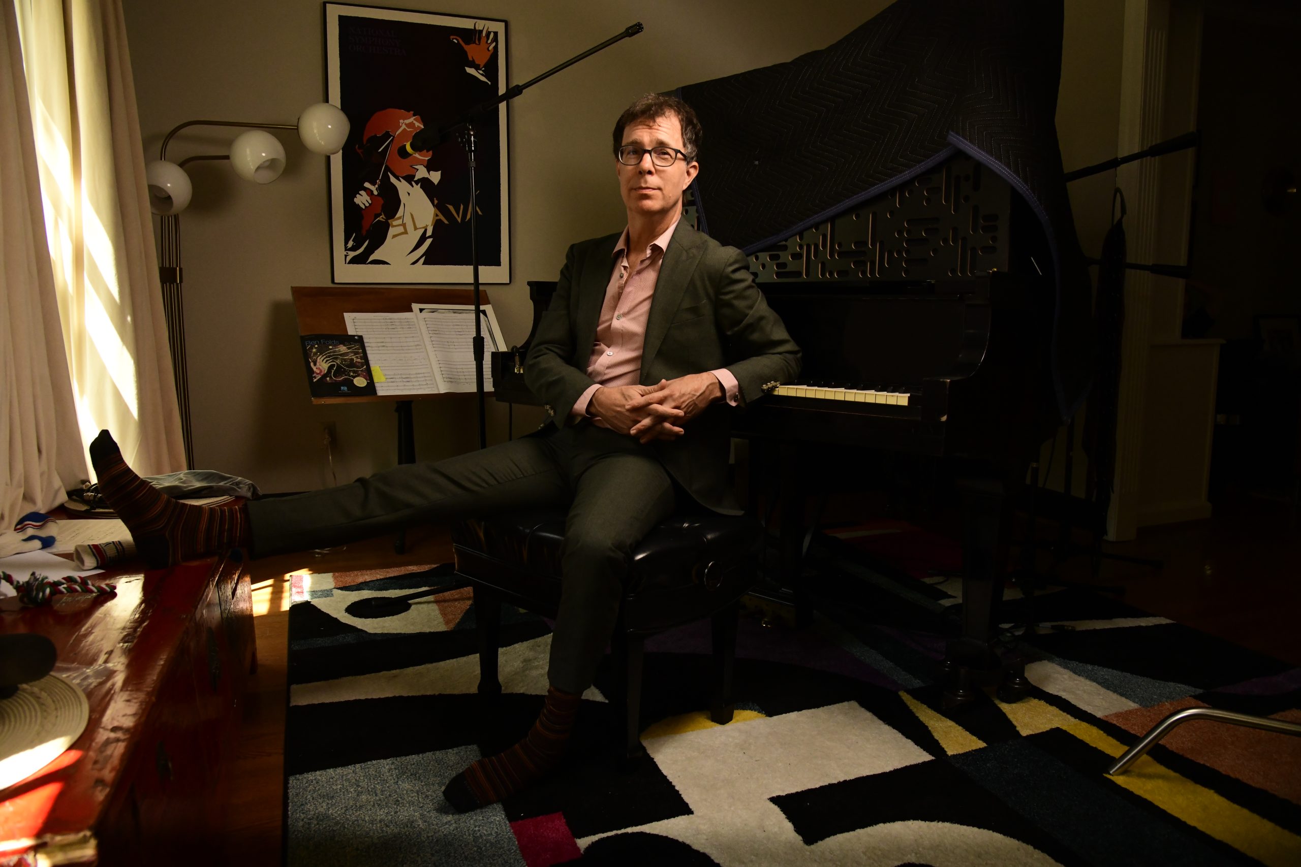 Musician Ben Folds at his piano